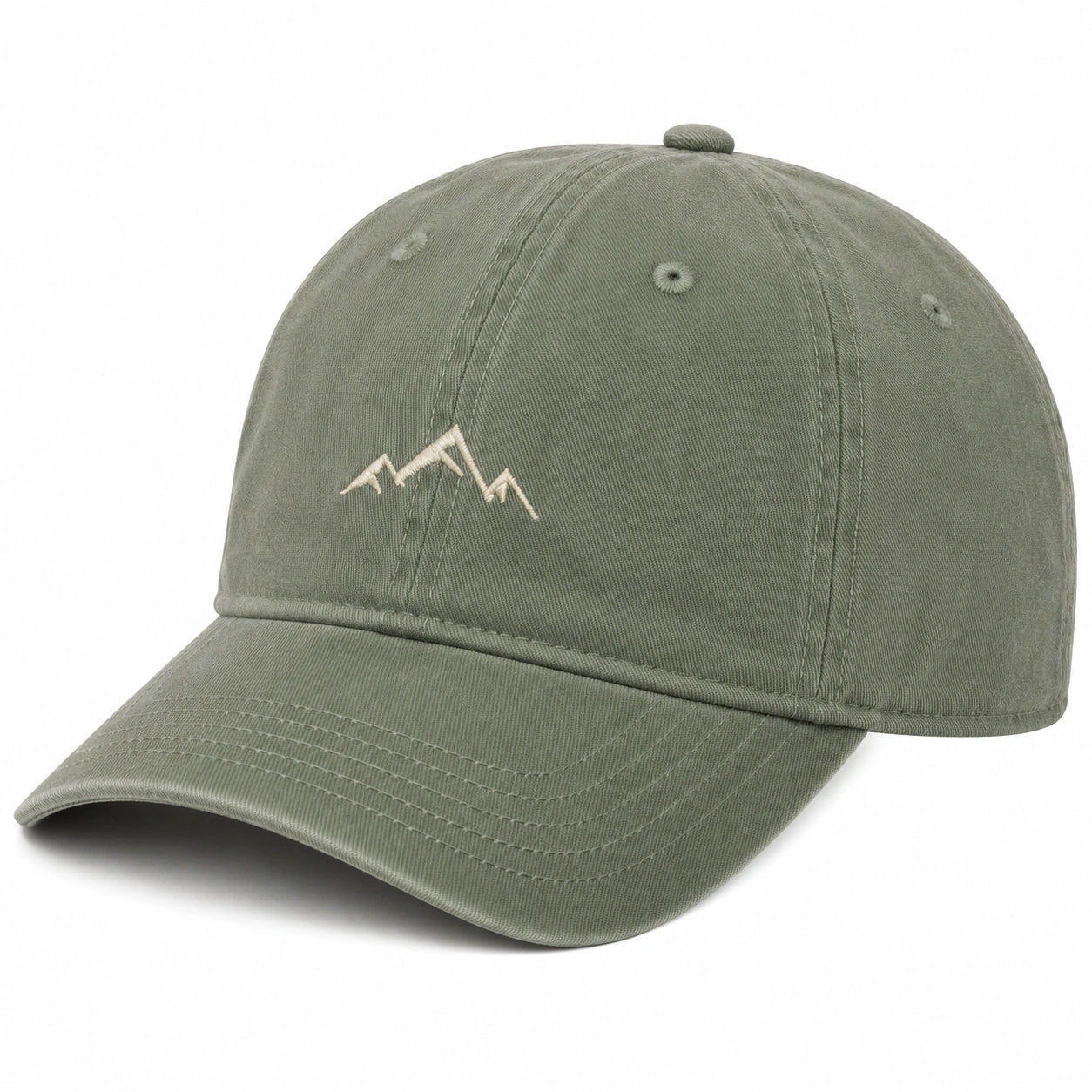 Verstellbare grüne Baseballcap mit Bergstickerei