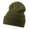 Unisex Rippstrickmütze Olivgrün Unisize