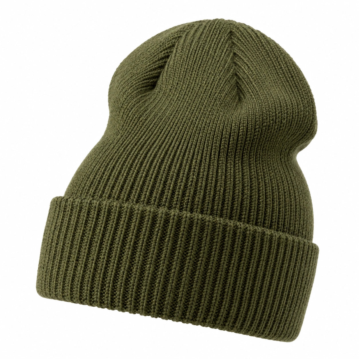 Unisex Rippstrickmütze Olivgrün Unisize