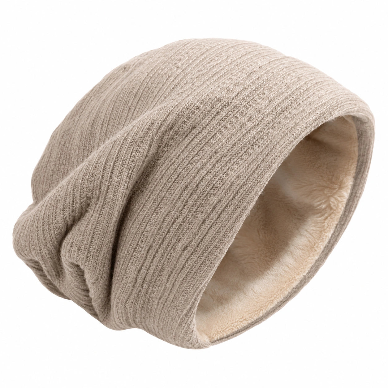Warme Unisex Wintermütze mit Fleece-Innenfutter Beige