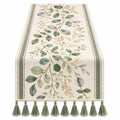 Tischläufer mit botanischem Muster 183x33cm Beige/Grün