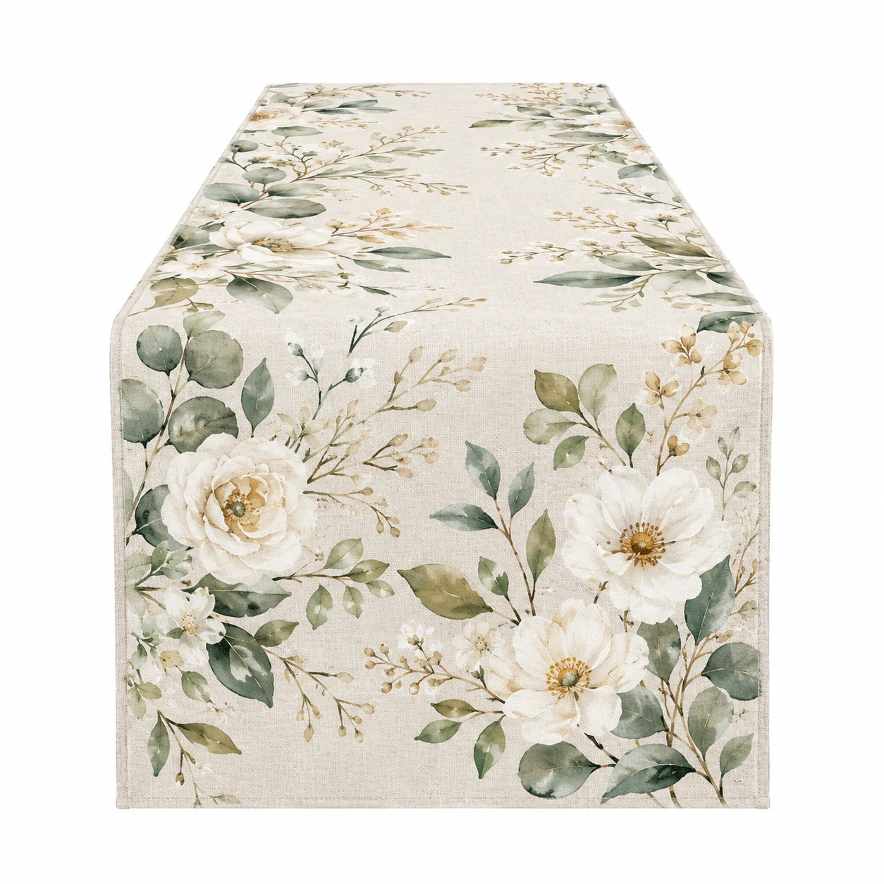 Tischläufer Blumenmuster Vintage Beige Grün