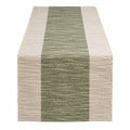 Tischläufer in Leinenoptik mit Streifenmuster - Grün/Beige, 180x33 cm