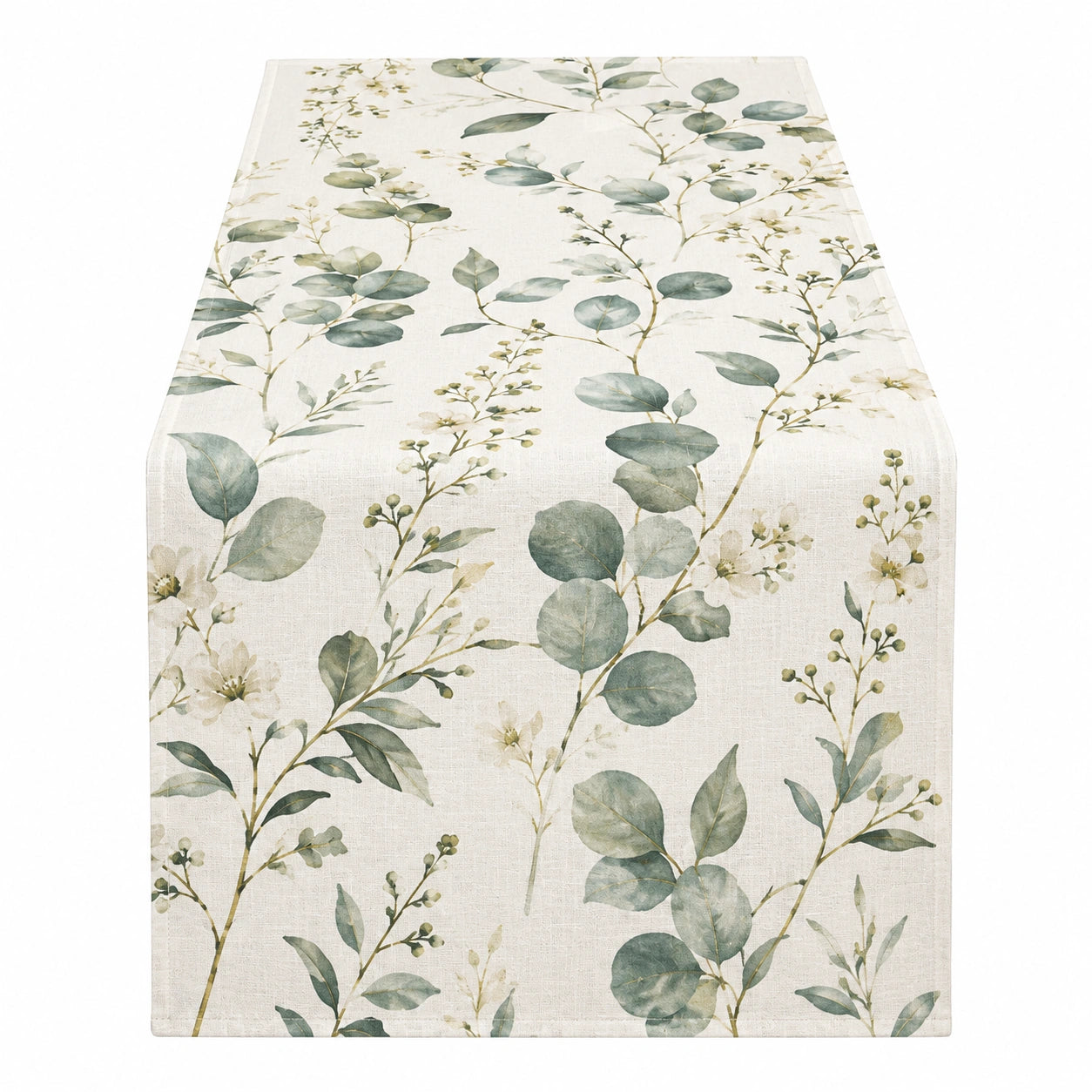 Tischläufer mit floralem Muster in Grün und Beige 180x33cm