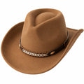 Klassischer Cowboyhut Braun mit Geflochtenem Band