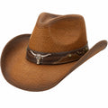 Klassischer Cowboyhut mit Stiermotiv, Braun