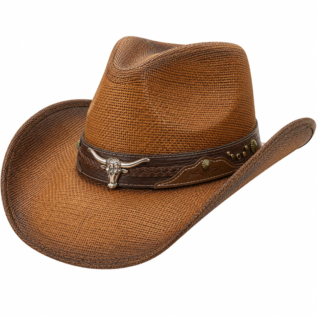 Klassischer Cowboyhut mit Stiermotiv, Braun