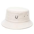 Beiger Bucket Hat mit Smiley-Stickerei