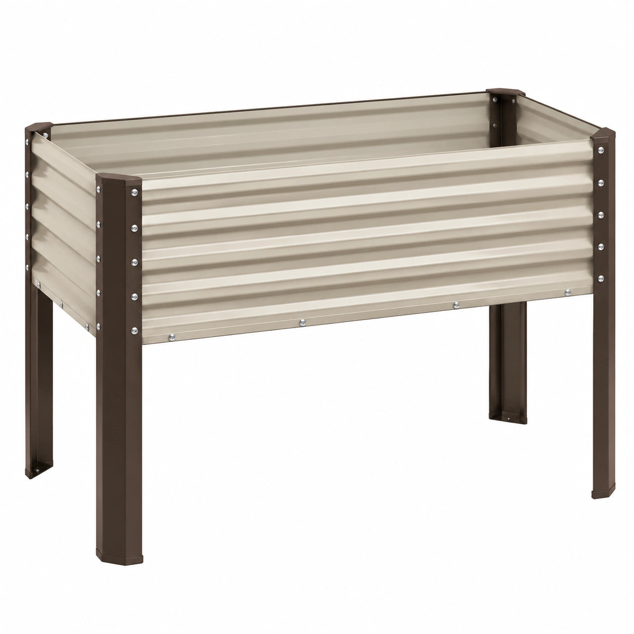 Garten-Hochbeet aus Metall Beige/Braun 100x50x80 cm
