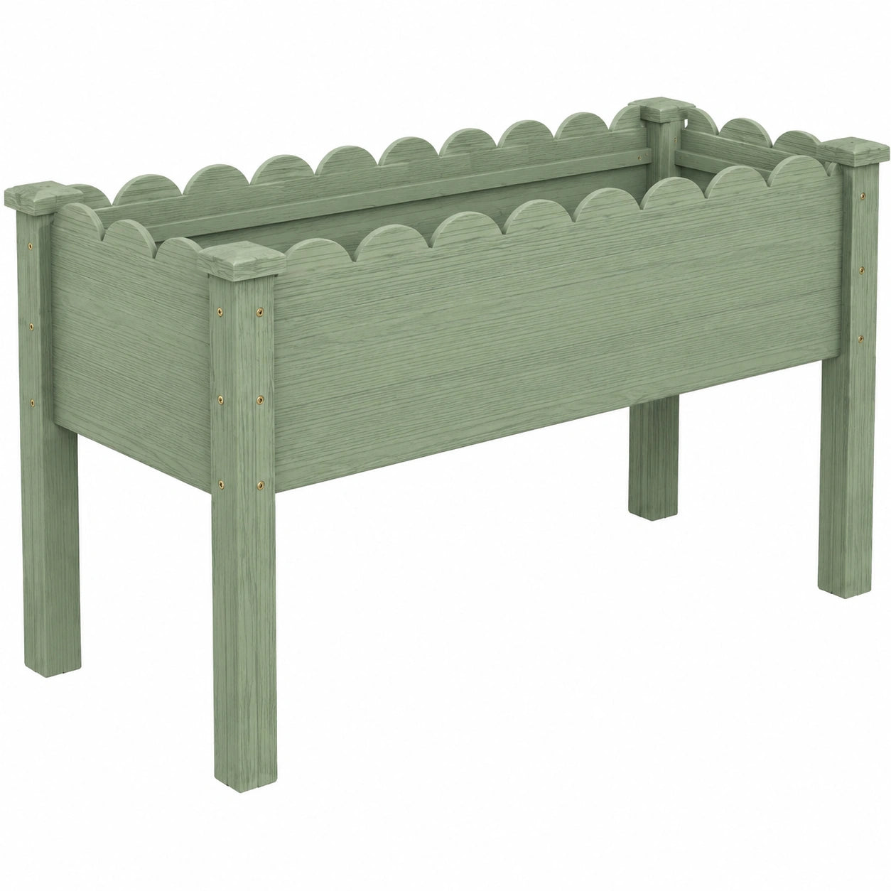 Grünes Holz-Hochbeet für Garten und Terrasse 90x40x30 cm