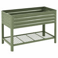 Metall-Hochbeet grün mit Ablage und Gitterboden für Garten und Balkon