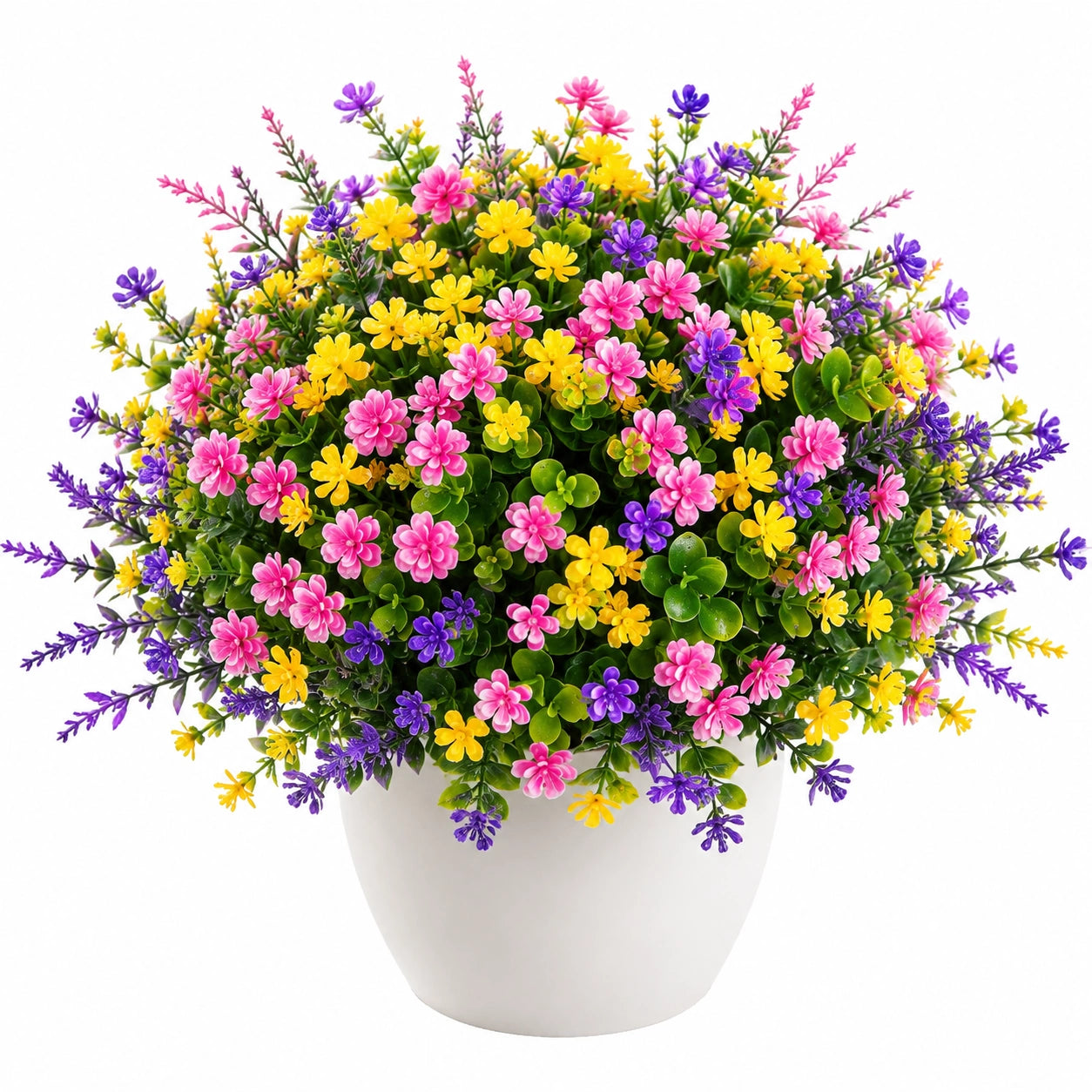 Künstliche Blumendekoration im weißen Topf, Mehrfarbig, 25cm