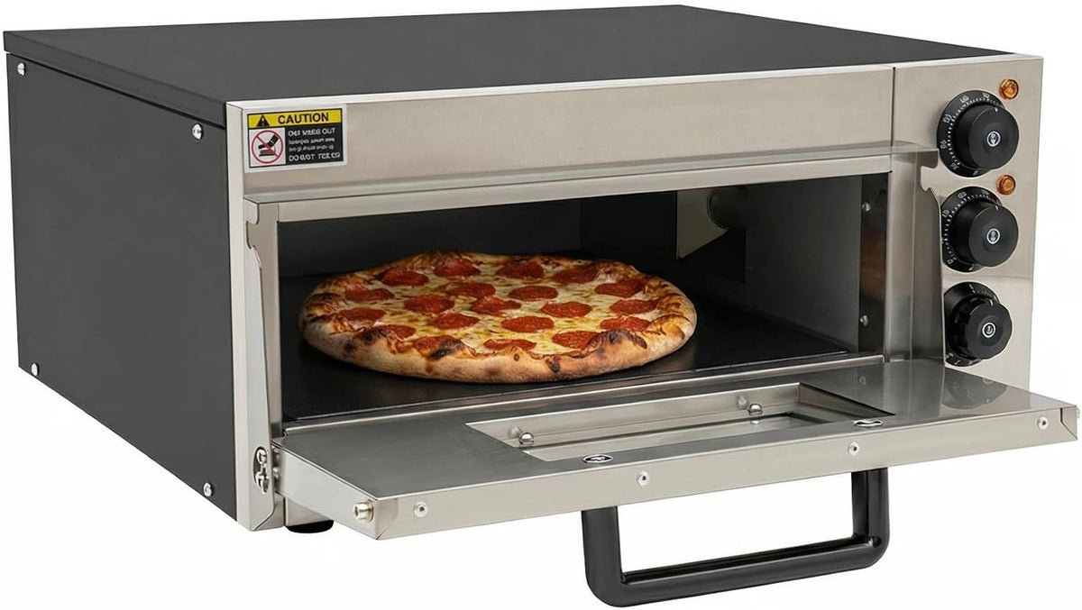 Elektro Pizzaofen, 20 l/5,28 gal, 2000 W, 2000 W, 220 V, Eisen, Bakelit, gehärtetes Glas, Gummi, Edelstahl 201, Schwarz