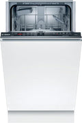 Bosch Geschirrspüler, 45 cm, Silber/Weiß, SPV2IKX10E Serie 2 Smarter Vollintegriert, Edelstahl, Breit, Besteckkorb
