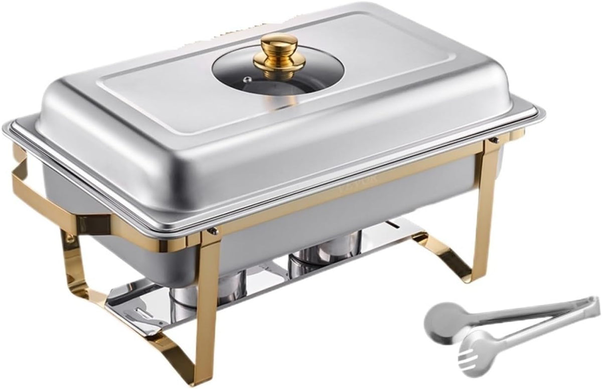 Chafing Buffetschrank, Silber, Dish Buffet-Set, Edelstahl-Chafer, Rechteckig
