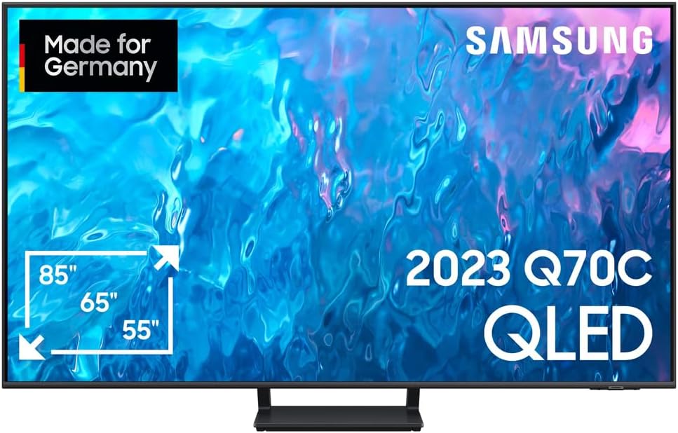 Samsung Fernseher, 65 Zoll, Schwarz, Smart TV, QLED 4K Q70C (GQ65Q70CATXZG, Deutsches Modell), Quantum Prozessor 4K