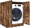 Waschmaschinenschrank Wäschetrockner, 71x71,5x91,5 cm, Holzwerkstoff, Weiß, Räuchereiche Holzwerkstoff mit Montagematerial Stauraum