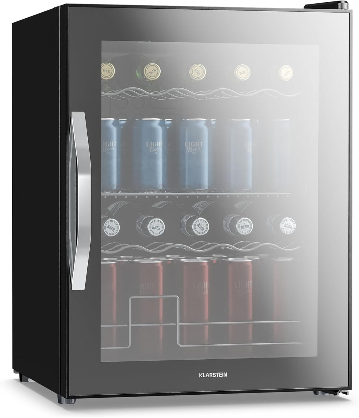 Klarstein Mini-Kühlschrank, 60 L, Schwarz, Beersafe Getränkekühlschrank, Mini Kühlschrank mit Glastür