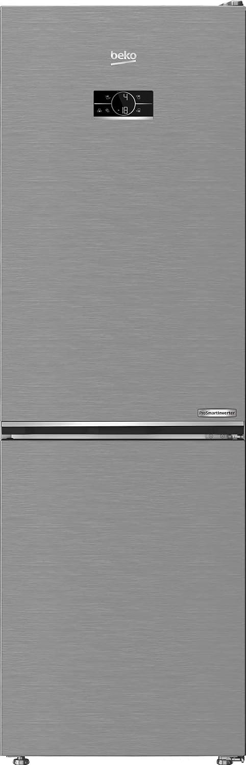 Beko Kühlschrank, 316 l, Silber, bPRO 500 B5RCNE366HXB freistehend Kühl-/Gefrierkombination, Großer, NoFrost, Smooth Fit: 90 Grad Türöffnung
