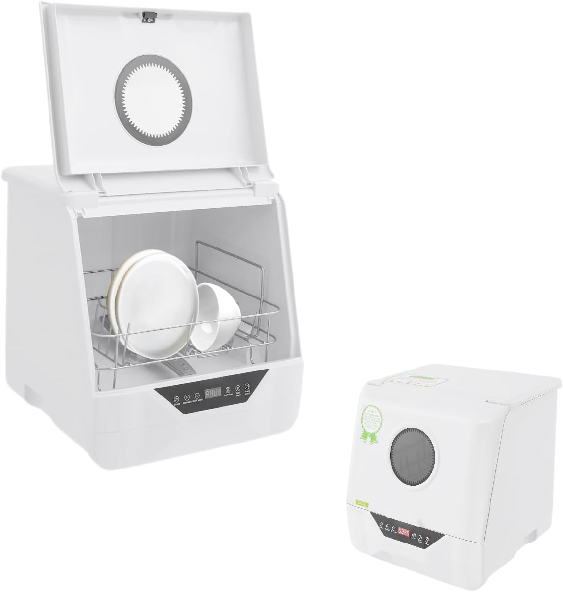 Tischgeschirrspüler, 800 W, ABS, Metall, Weiß, Mini Geschirrspüler mit 4 Waschmodi LED Tischspülmaschine