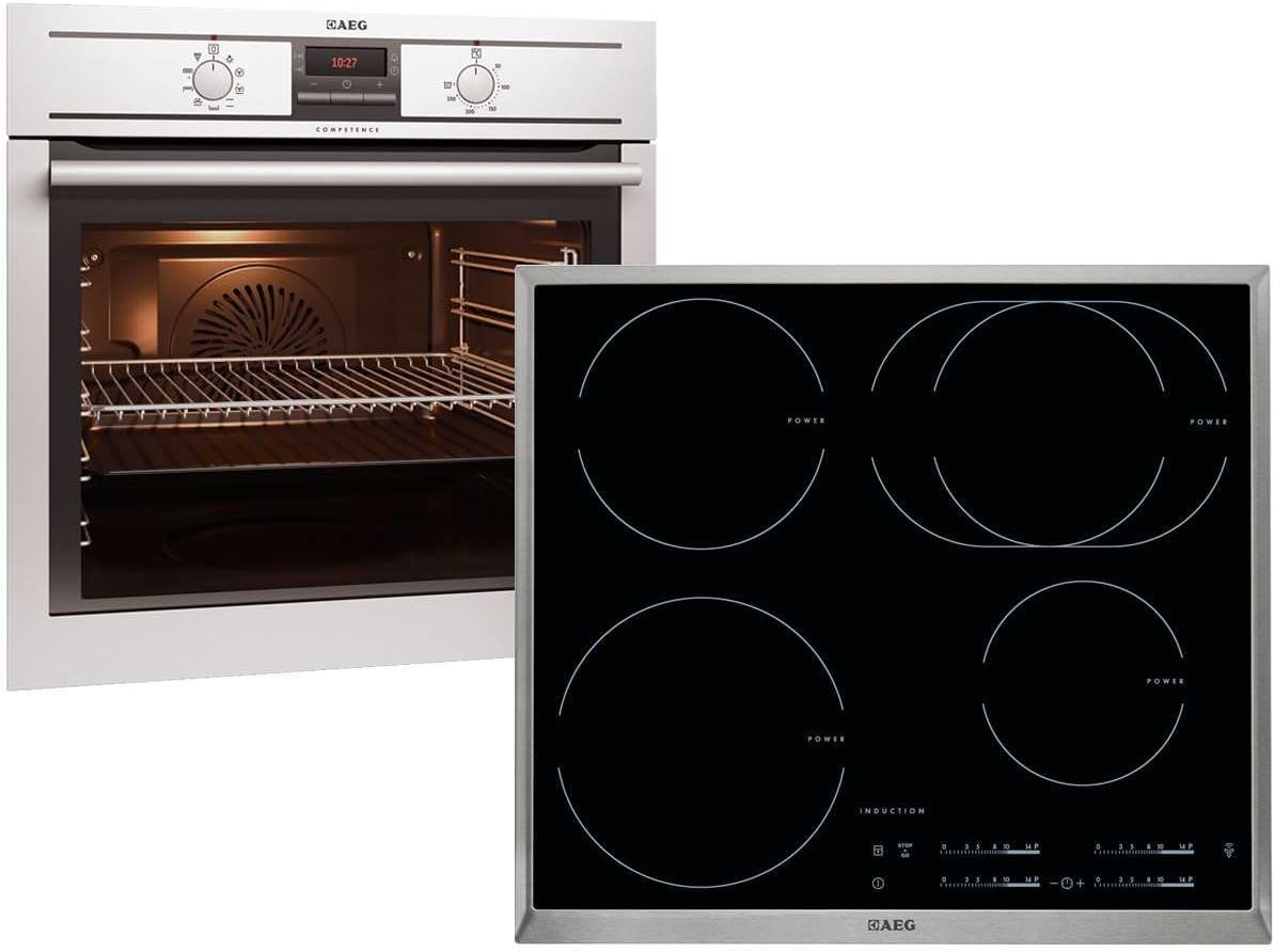 AEG Backofen, 60 cm, Schwarz, BE31966 Set BE3003001M + Induktionskochfeld HK6542H1X-B