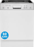 Bomann Geschirrspüler, 60 cm, 60 cm, Silber, Spülmaschine, teilintegrierte Ausführung, sehr leise, automatische Türöffnung