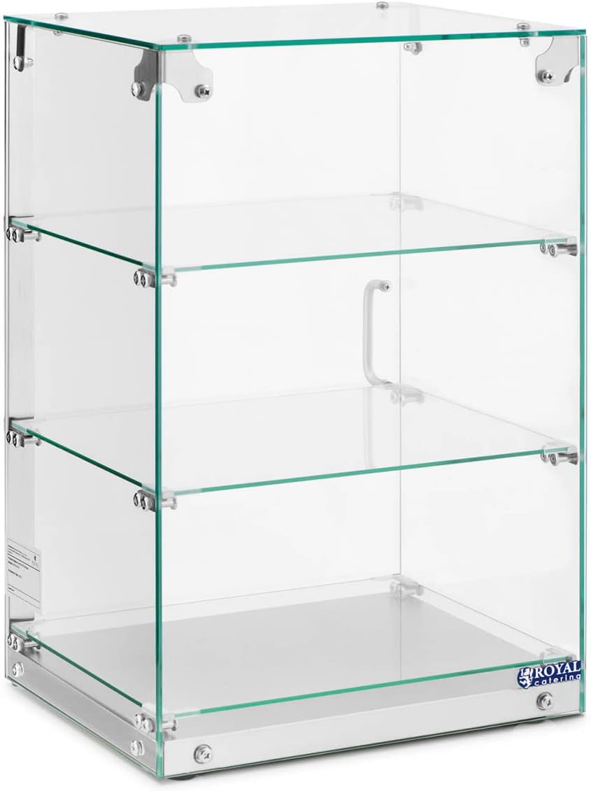 Royal Buffetschrank, 60 l, Glas (gehärtet) / Edelstahl, Schwarz, Catering RCKV-03-N Kuchenvitrine 3 Ebenen Buffetvitrine
