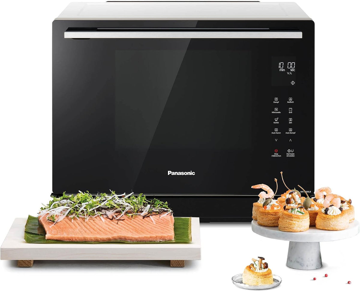 Panasonic Mikrowelle, 31 Liter, 1000 W, Silber, NN-CS89LBGPG 4-in-1 Kombi-, Dampfofen & Grill, zwei Ebenen, Genius-Sensor