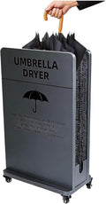 Gewerbliche Regenschirmtrockner, Metall., Schwarz, Regenschirm-Trocknermaschine mit Wasserwanne und, Regenwasserentferner