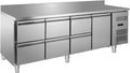 GastroHero Kühltheke, Silber, Kühltisch, 1 Tür, 6 Schubladen, 1 Boden, Edelstahl GNH4260TN
