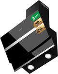 CIARRA Dunstabzugshaube, 60 cm, 650 m, Schwarz/Silber, Kopffreie Schräghaube ³/h Touch Control Dimmbar