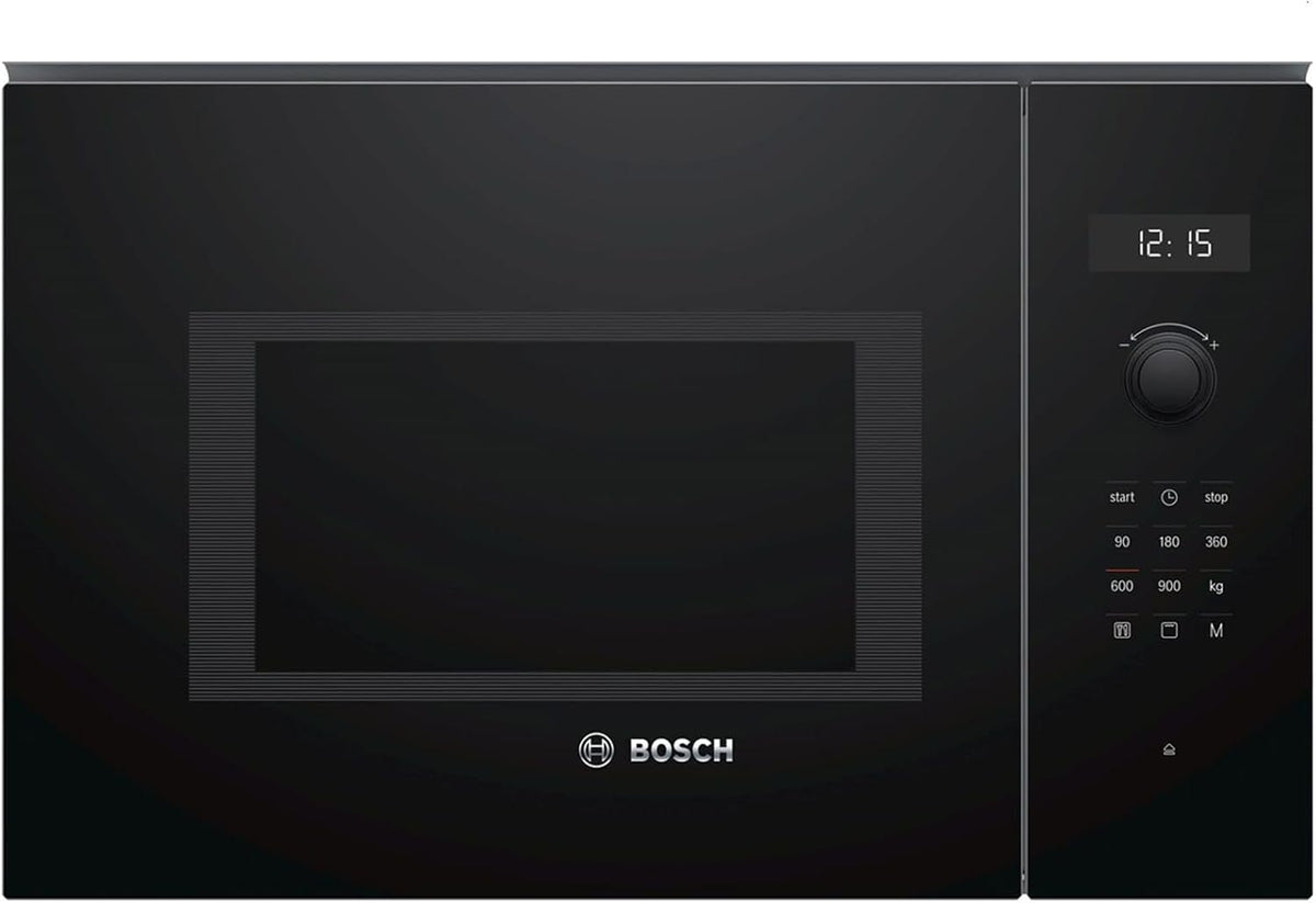 Bosch Mikrowelle, 38 x 59 cm, 31,5 cm, 900 W, Schwarz/Silber, BEL554MB0 Serie 6 Einbau-, Drehteller, Türanschlag Links