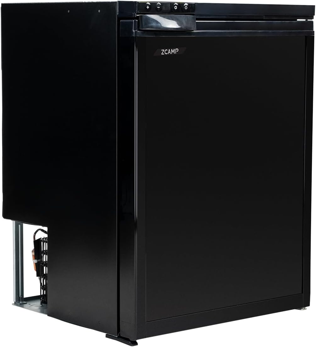 CR65S Kühlschrank, 59 L, 12 V, Schwarz, Frigo Camping Car Porte Réversible, Réfrigérateur Silencieux pour Camping Voiture Chambre