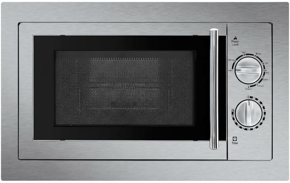 Einbau Mikrowelle, 1000 W, 800 W, 20 l, Silber, Leistung, Grill, 8 Kochmenüs, digitaler Timer 95 min, Edelstahl