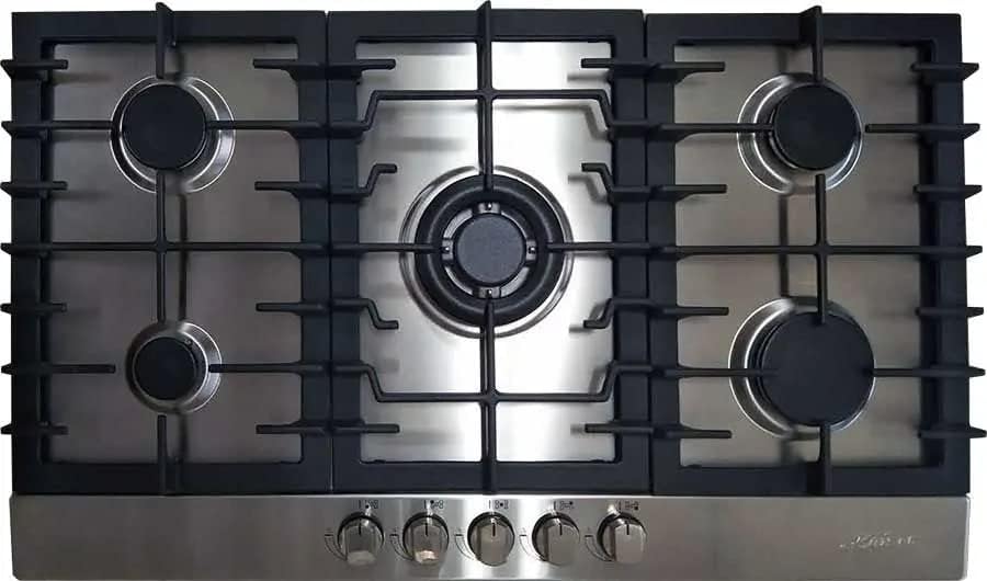 Kaiser Gasherd, 3,8 kW, 86 cm, Silber, KG 9356 Turbo Gaskochfeld Edelstahl Autark - Einbau Mit 5, WOK Brenner - Für Erdgas Und Propangas
