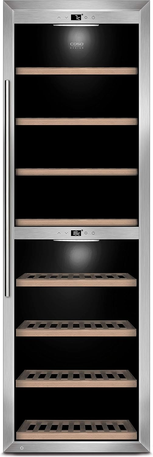 Caso Weinkühlschrank, Silber, WineComfort 1800 Smart-App-Gesteuerter Weintemperierer mit, Edelstahl, Glas