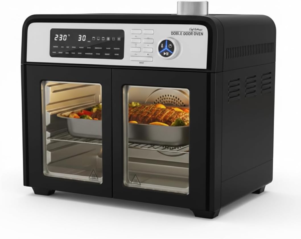 STARLYF Pizzaofen, 28 L, Schwarz, Doble Door Oven Heißluftofen