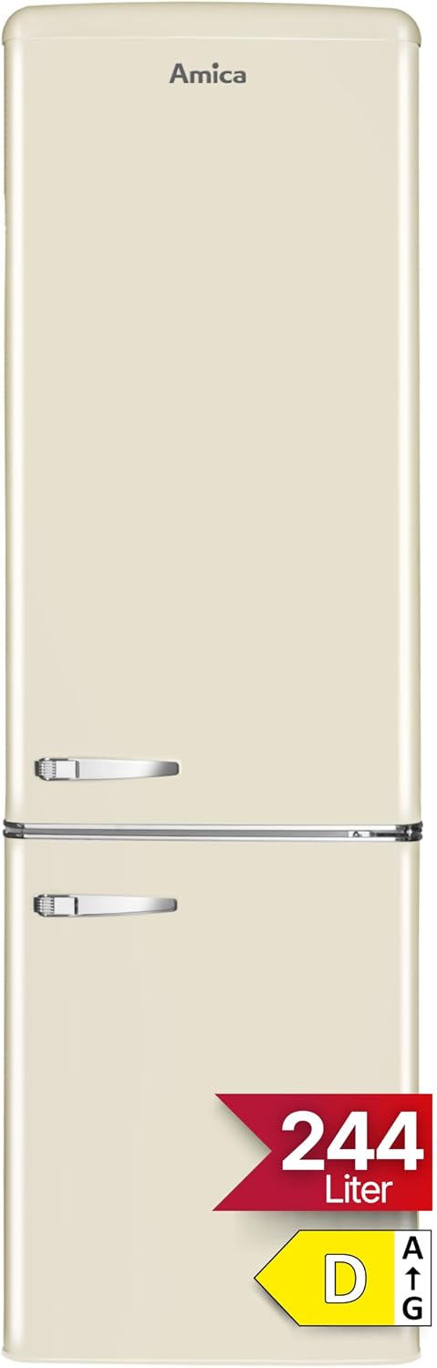 Amica Kühl-Gefrierkombination, 181 x 55 x 61,5 cm, 244 L, Weiß, Retro KGCR 387 101 B