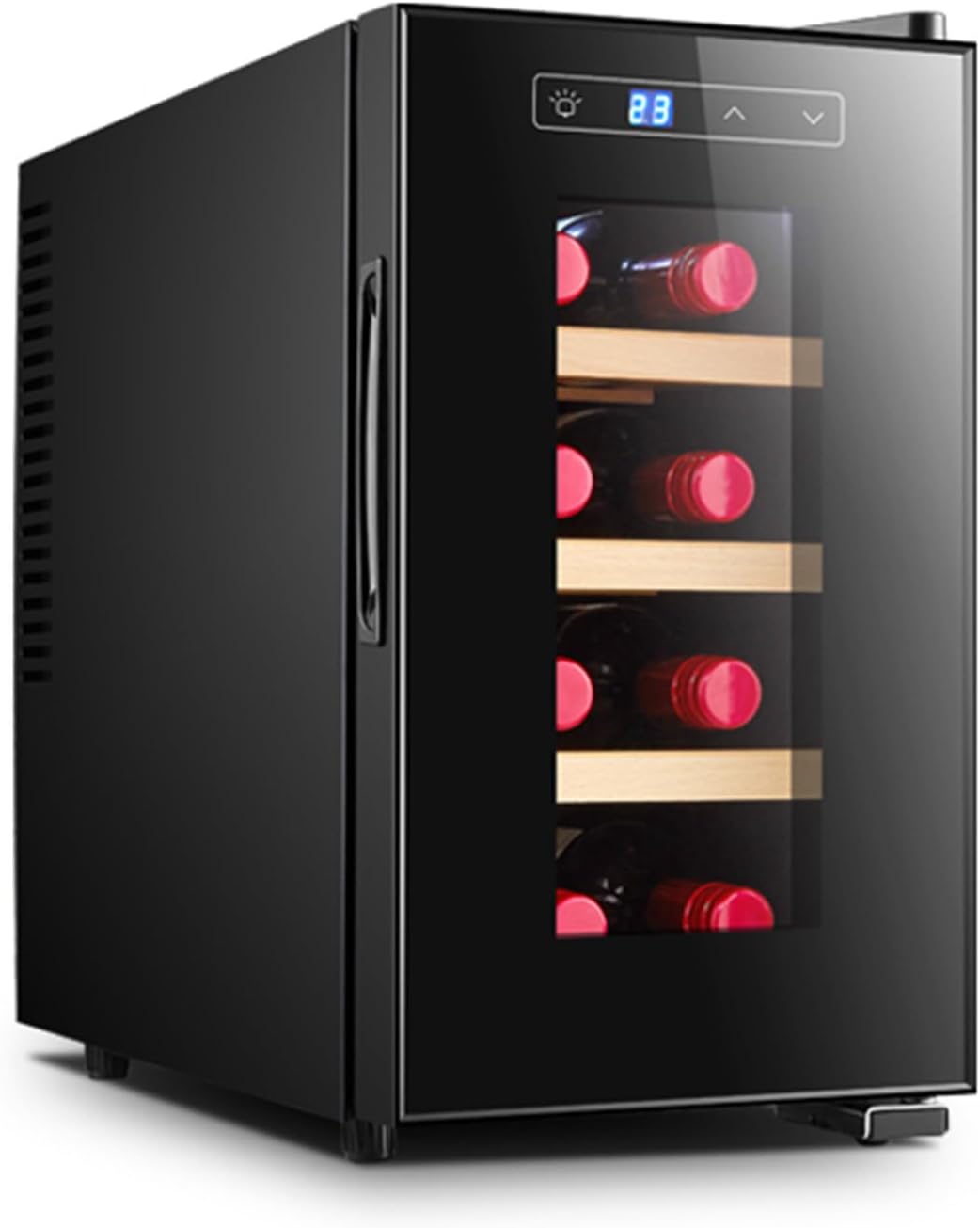 Weinkühlschrank, 70 W, Schwarz, Für 8 Flaschen, Thermostatisch Geregelt (8, 18 °C), Kompakter Mini