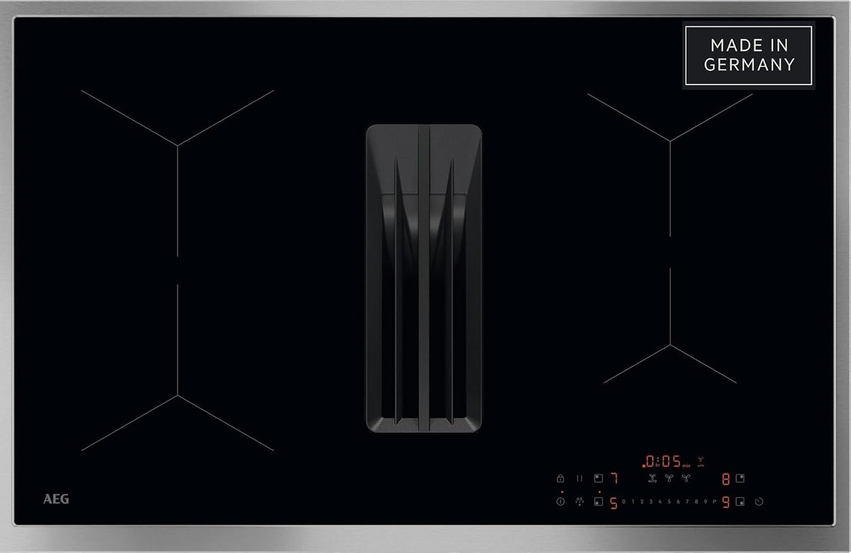 AEG Kochfeld, 80 cm, Schwarz, Induktions mit integriertem Dunstabzug, Made in Germany, PowerBoost-Schnelles Kochen