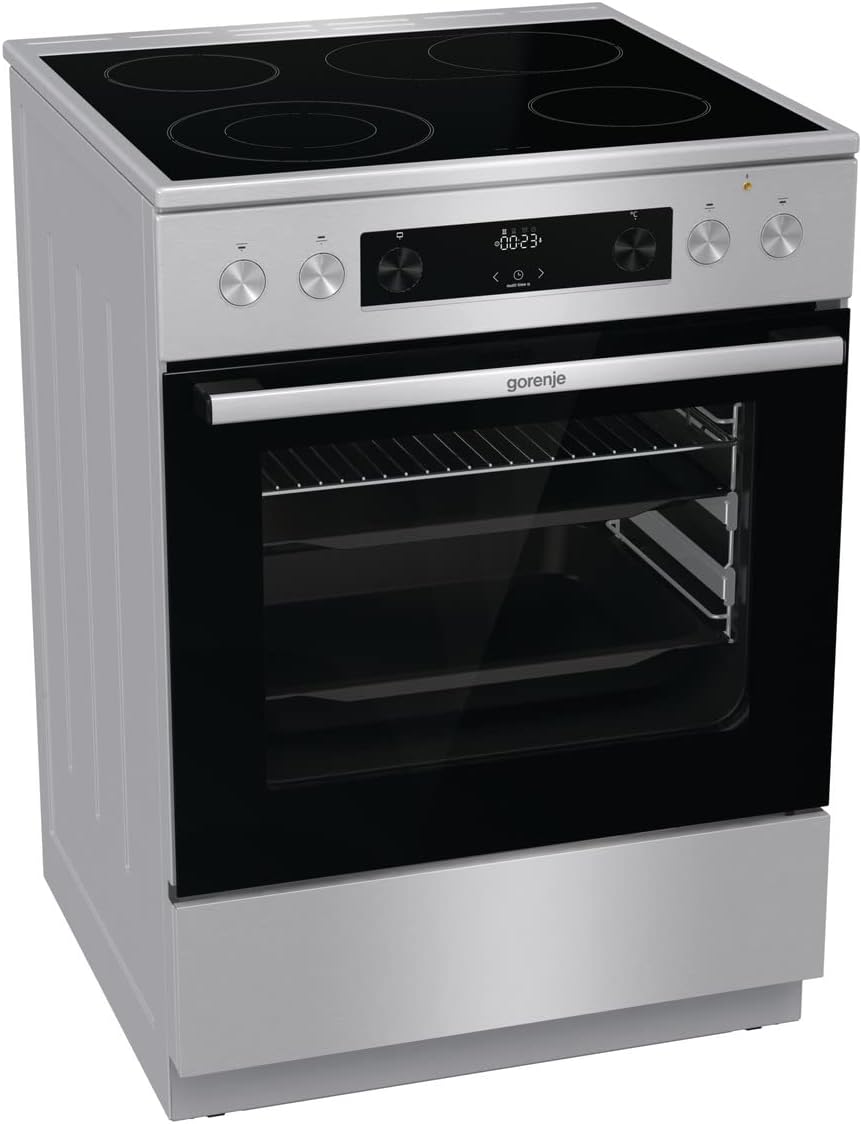 Gorenje Elektroherd, 71 Liter, 60 cm, Silber, GECS6C 70 XPA Elektro-Standherd mit Glaskeramik-Kochfeld /