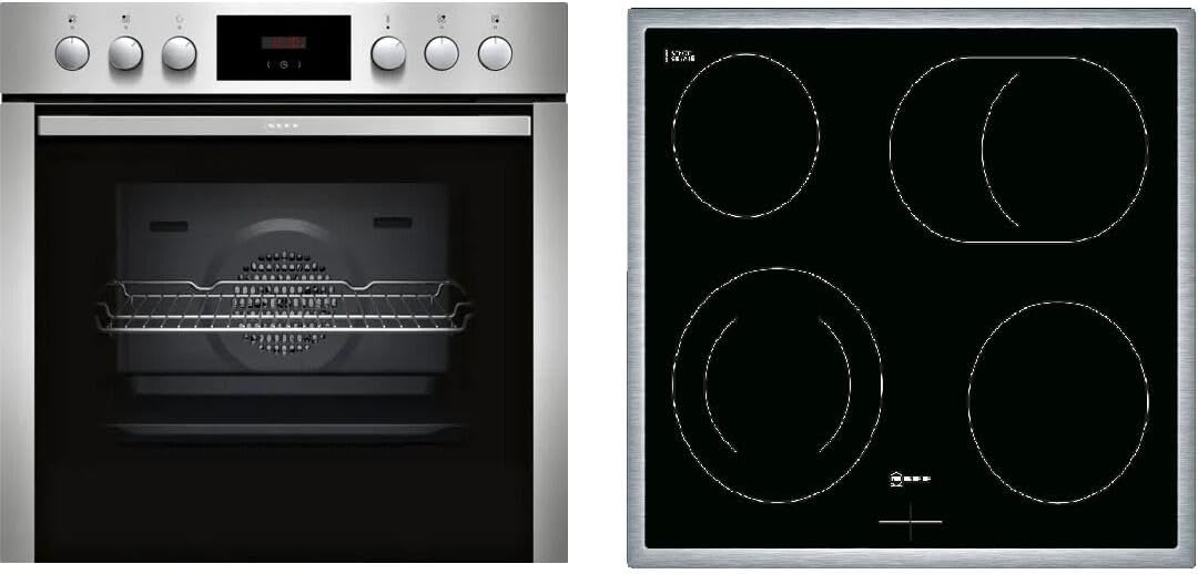 NEFF Kochfeld, 60 x 60 cm, Schwarz, EDX40, Herd-Set bestehend aus E1CCD2AN3, N 30, Herd, EasyClean Reinigung, CircoTherm