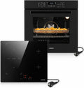 Autarkes Backofen, 73 Liter (Nutzvolumen: 65 Liter), 3000 Watt, 60 cm, 59 cm, Kristallglas, Schwarz