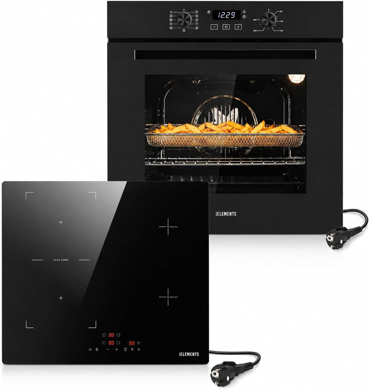 Autarkes Backofen, 73 Liter (Nutzvolumen: 65 Liter), 3000 Watt, 60 cm, 59 cm, Kristallglas, Schwarz