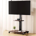 GRRICEPL Fernseher, 86 Zoll, Edelstahl, Schwarz, Drehbarer Mobiler TV-Ständer (90°) Auf Rollen, Höhenverstellbar