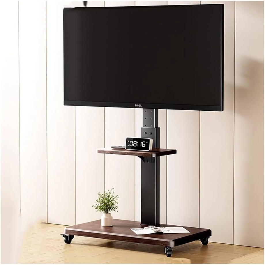 GRRICEPL Fernseher, 86 Zoll, Edelstahl, Schwarz, Drehbarer Mobiler TV-Ständer (90°) Auf Rollen, Höhenverstellbar