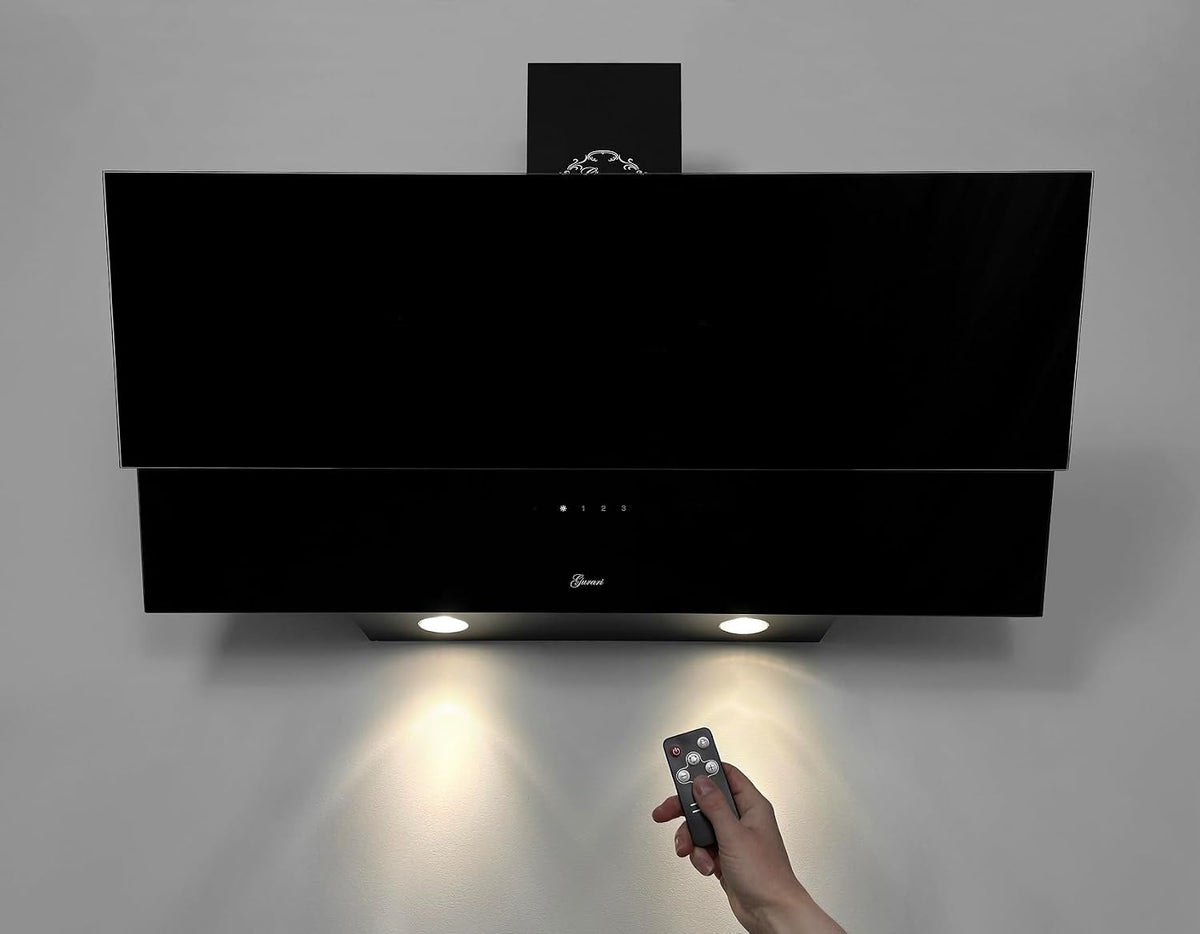 GURARI Dunstabzugshaube, 80 cm, Schwarz, GCH D 268 8 BL Prime Kopffrei Abzugshaube Glas