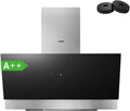 COMFEE' Dunstabzugshaube, 90 cm, 867m, Schwarz/Silber, Kopffreie A++ ³/h ANGJ72B-90PRO-EU