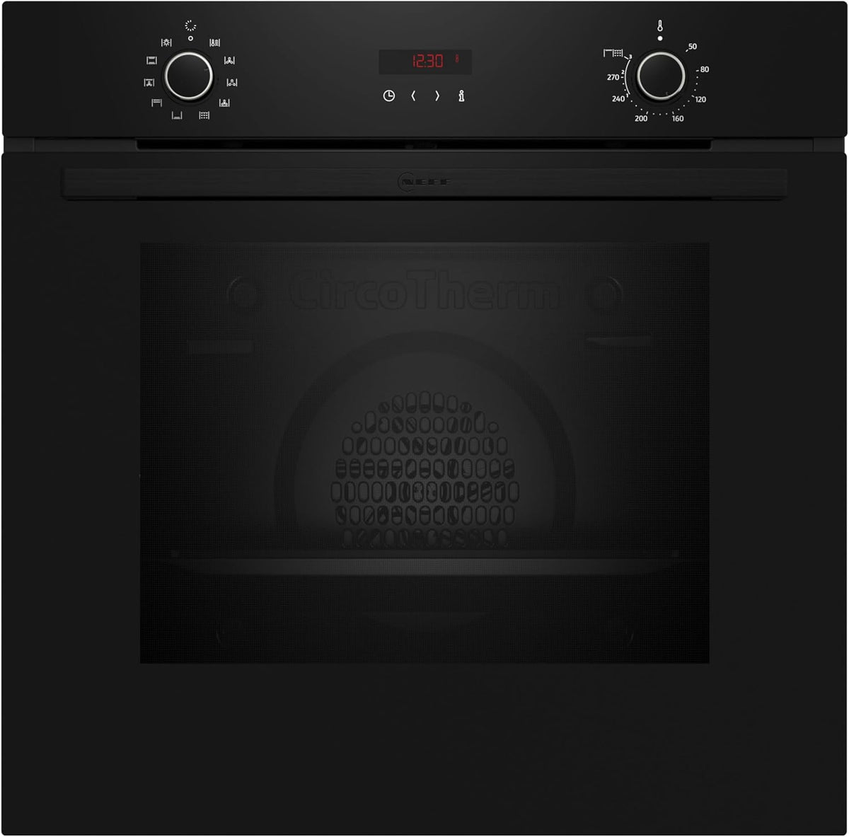 NEFF Backofen, 60 x 60 cm, Schwarz, B2CCG6AK3, LED-Display, 3D Heißluft, CircoTherm, 7 Beheizungsarten, Pyrolyse-Selbstreinigung