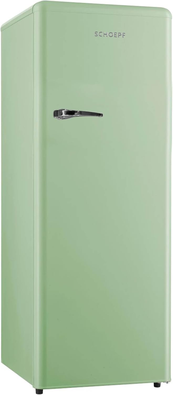 SCHOEPF Getränkekühlschrank, 145,6 cm, 238 L, 40 dB, Grün, RKS245 Vollraum-Kühlschrank, Retro Design, LED-Beleuchtung